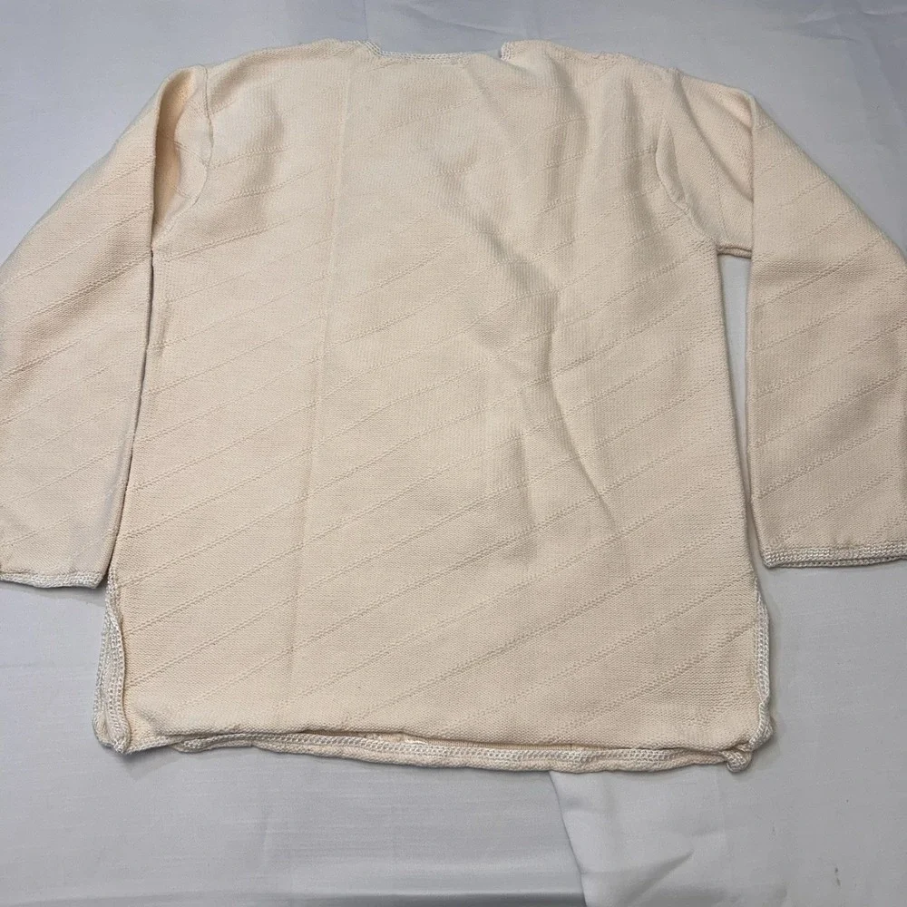 Laura Ashley Small Embroidered Cotton Ivory Floral Sweater Grandmacore Cottage